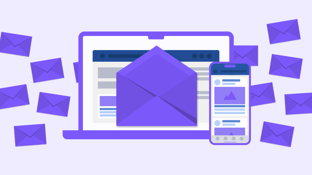 An infographic displaying cartoon emails leaving a computer. 